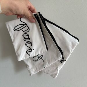 Chic White Zipper Pouches for diaper bag